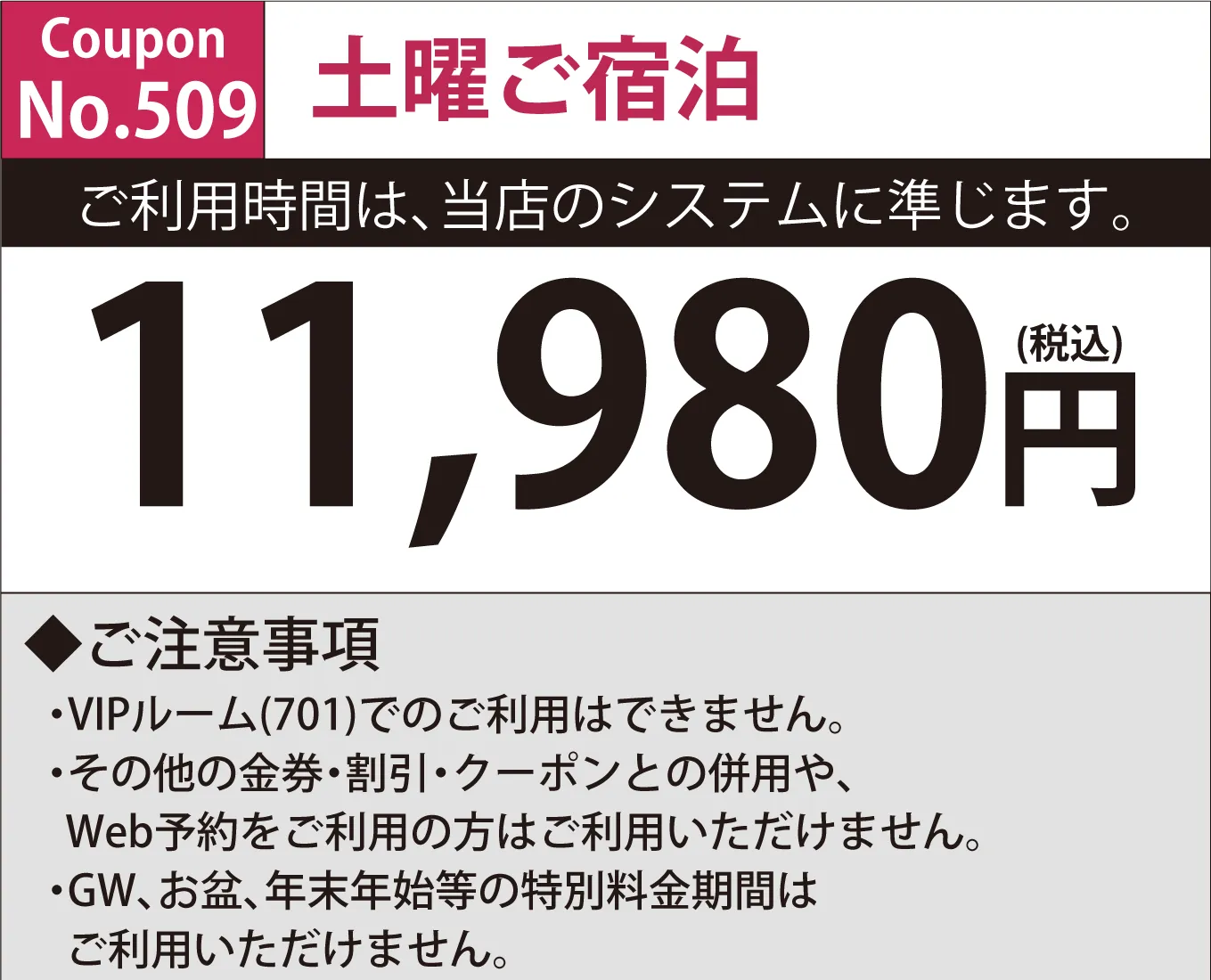 土曜宿泊11,980円